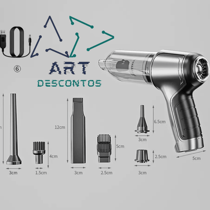 Aspirador de Pó para Carro 95.000 Pa de Forte Sucção. - Art-Descontos.com