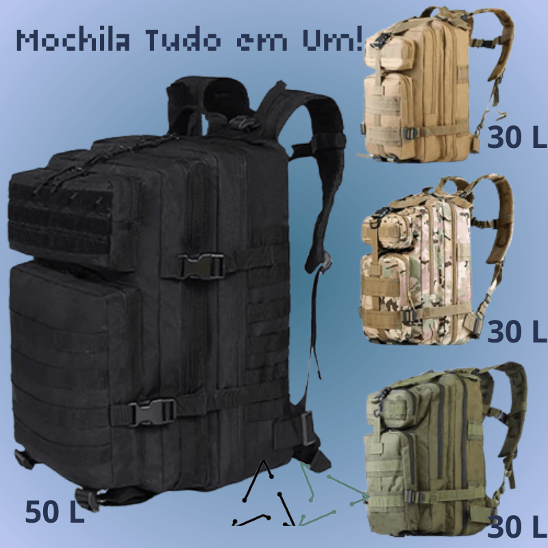 Mochila Tudo em Um 30-50L - Art-Descontos.com